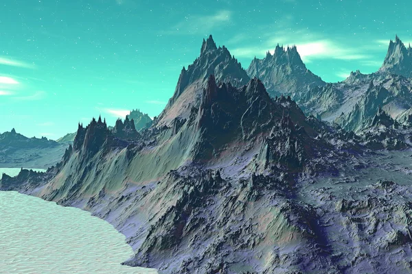 3D renderizado planeta alienígena fantasía. Piedras —  Fotos de Stock