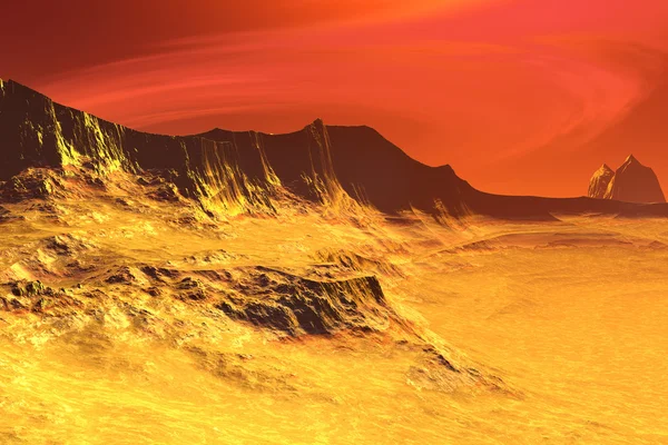 3D-gerenderde fantasie buitenaardse planeet. Rotsen en lucht — Stockfoto
