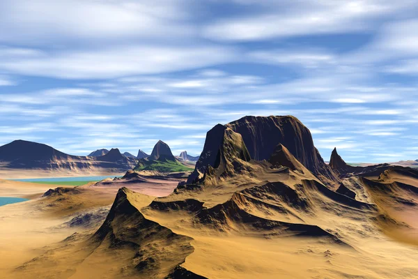 3D rendered fantasy alien planet. Rocks and sky — Stock Photo, Image