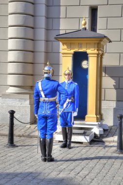 Stockholm. Yakındaki bir muhafız değiştirme. 