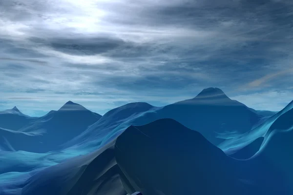 3D rendu fantasme exotique planète. Rochers et ciel — Photo