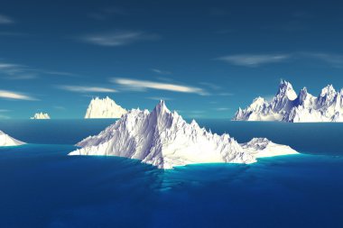 3D render fantezi uzaylı gezegenine. Buzdağı