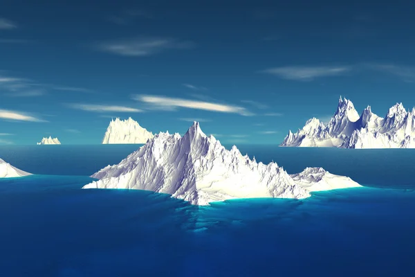 3D reso pianeta alieno fantasia. Iceberg — Foto Stock