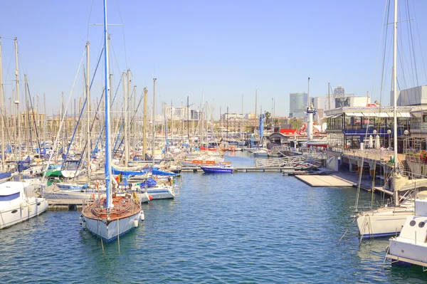 Barcelona. Stand of yachts is in port — Stock Photo, Image