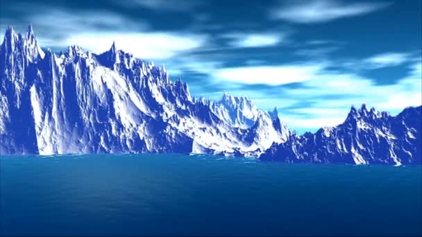 3D-s renderelt fantasy idegen bolygón. Sziklák és a tó — Stock videók