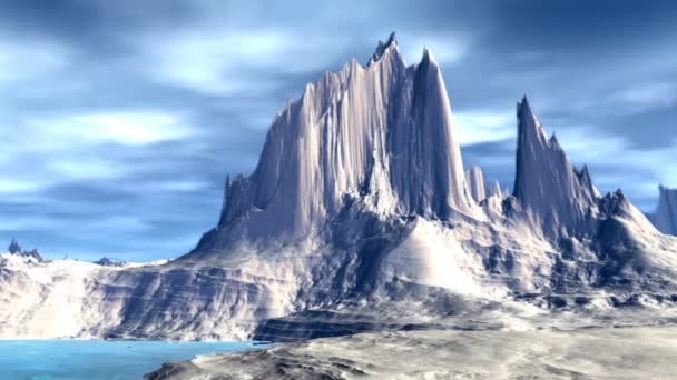 3D-gerenderde fantasie buitenaardse planeet. Rotsen en meer — Stockvideo