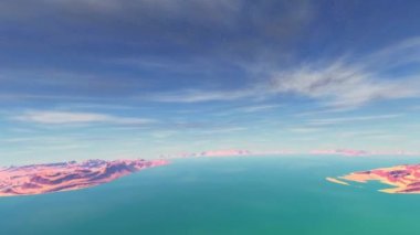 3D render fantezi uzaylı gezegenine. Kayalar ve gökyüzü