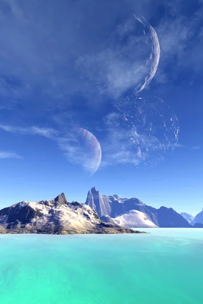 3D-gerenderde fantasie buitenaardse planeet. Rotsen en lucht — Stockfoto