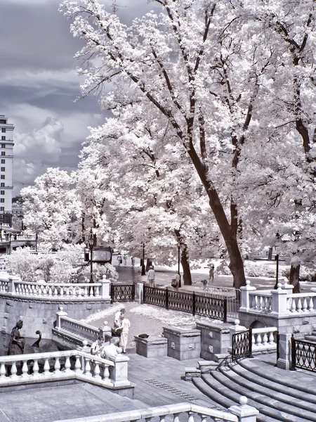 Moscow. Manezhnaya Square  and Alexander Garden. Infrared photo — Stock Photo, Image