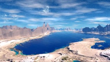 Fantezi uzaylı gezegenine. Kayalar ve gökyüzü