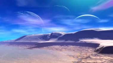 Fantezi uzaylı gezegenine. Kayalar ve ay