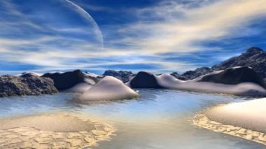 Fantezi uzaylı gezegenine. Kayalar ve ay