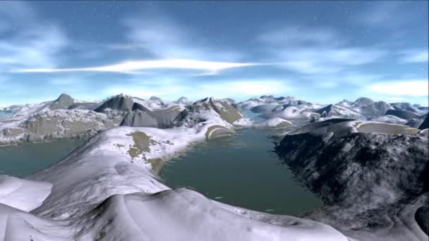 Fantezi uzaylı gezegenine. Kayalar ve gökyüzü — Stok video