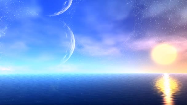 Fantasy alien planet. Sea and sky — Stock Video