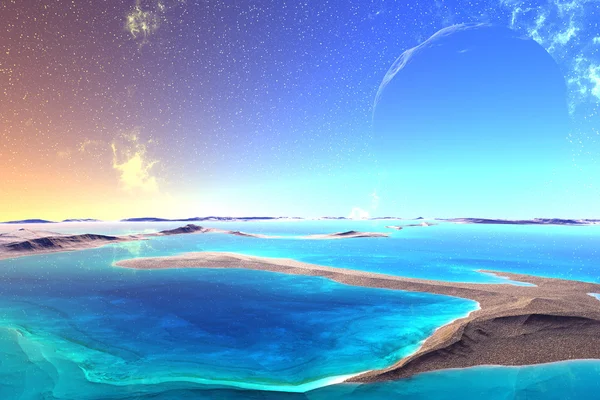 Fantasy pianeta alieno. Rocce e lago — Foto Stock
