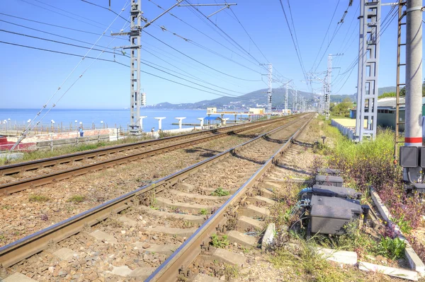 Railway along with the coast of the Black sea — Stock Photo, Image