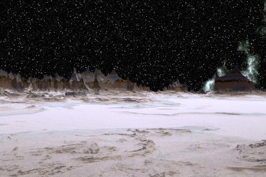 Fantezi uzaylı gezegenine. Kayalar