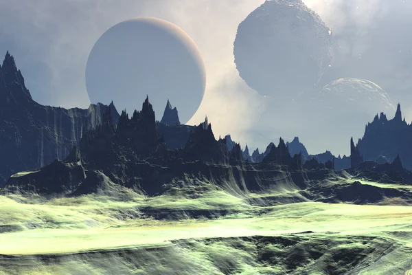 ファンタジー エイリアンの惑星。岩と空 — ストック写真