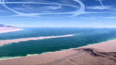 Fantezi uzaylı gezegenine. Kayalar ve göl