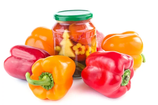Pimienta búlgara, pepinos en escabeche y tomates —  Fotos de Stock