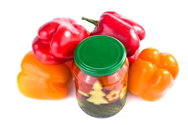 Bulgarian pepper, pickled cucumbers and tomatoes — Stock Photo, Image
