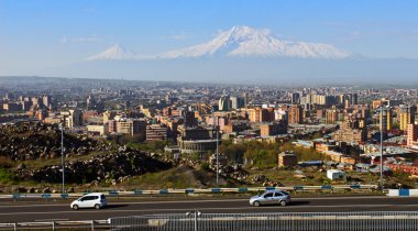 Legendary mount Ararat and Yerevan city. clipart