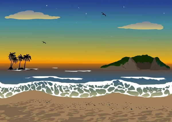 Okyanusun üzerinde gün batımı — Stok Vektör