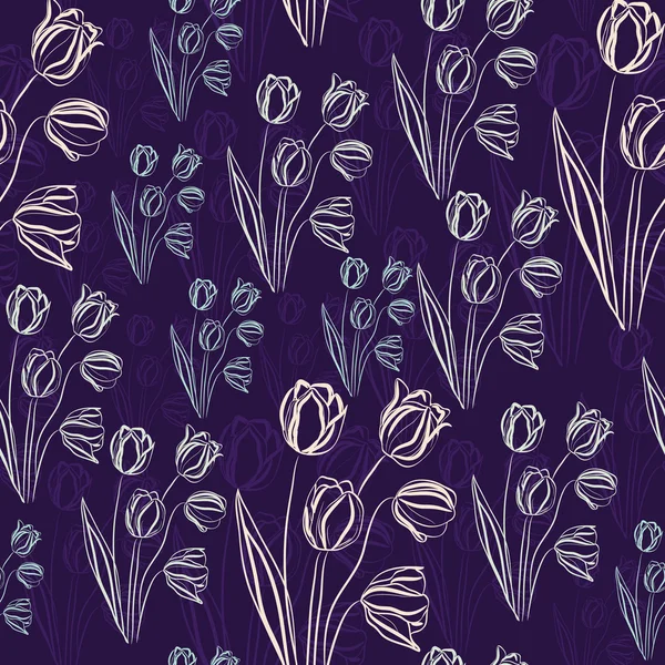 Tulipas. Textura sem costura. Design para tecido . —  Vetores de Stock