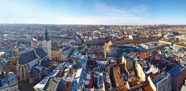 LVIV, UKRAINA - CIRCA DECEMBER 2013: Panoramic winter view of t — стоковое фото