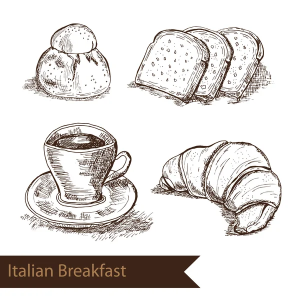 Рука намальовані елементи сніданку — стоковий вектор