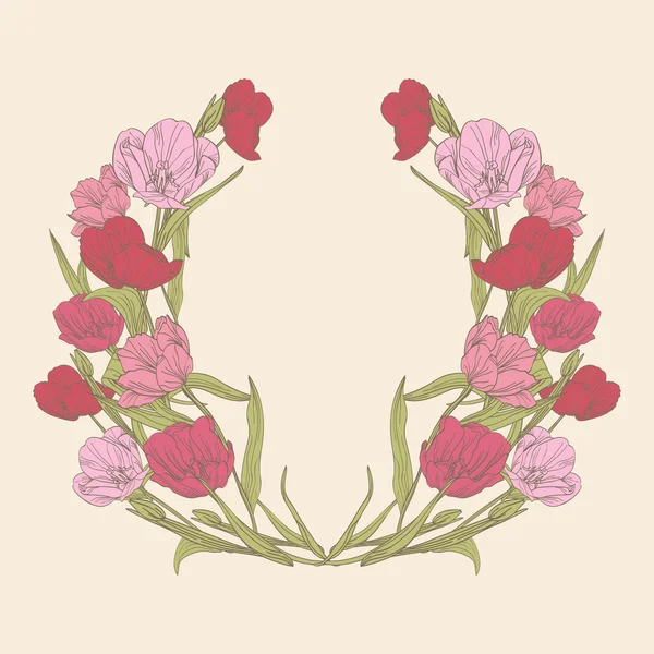 Carte florale tulipes — Image vectorielle