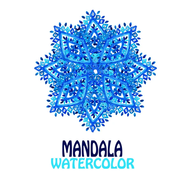 Blaues Aquarell-Mandala — Stockfoto
