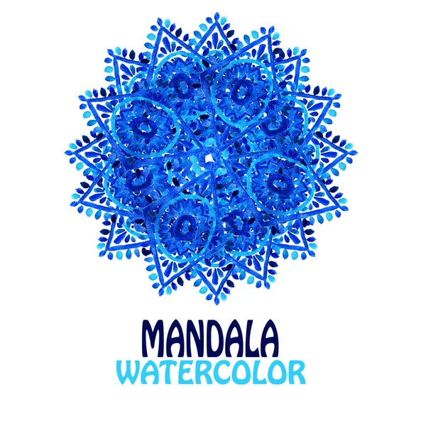 Mandala aquarela azul — Fotografia de Stock