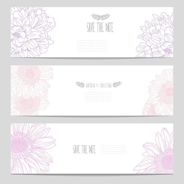 Set di carte floreali — Vettoriale Stock