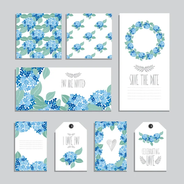 Set di carte floreali — Vettoriale Stock