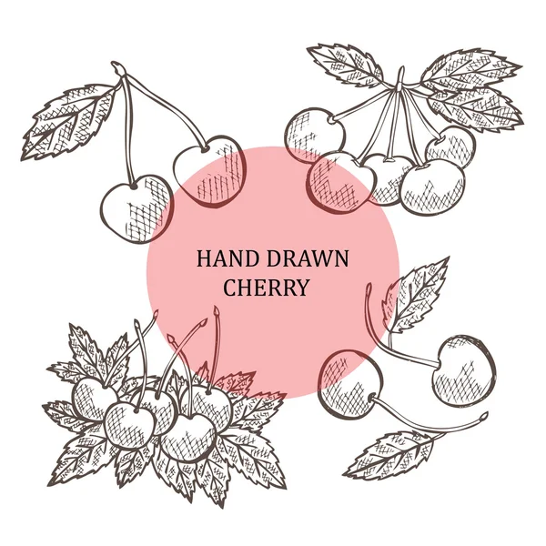 Frutos de cereja desenhados à mão —  Vetores de Stock