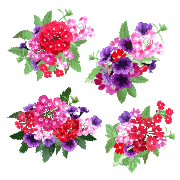 Conjunto de ramos florales — Vector de stock