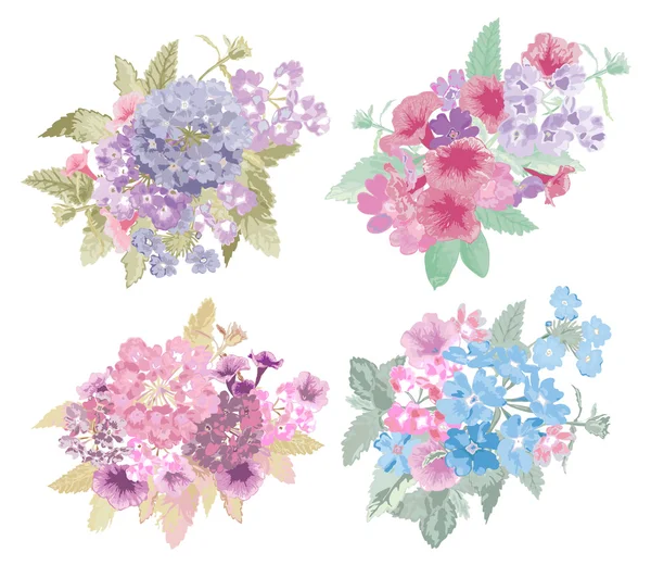 Bloemen boeketten set — Stockvector