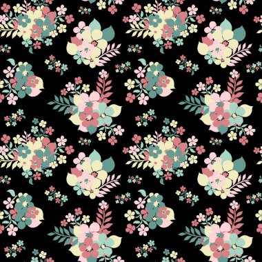 Soyut çiçekleri ve tasarım elementleri olan zarif, pürüzsüz bir desen. Davetiyeler, kartlar, baskı, hediye paketi, imalat, tekstil, kumaş, duvar kağıtları için çiçek deseni