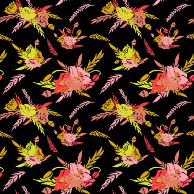 Haşhaş çiçekleri ve tasarım elementleriyle zarif, pürüzsüz bir desen. Davetiyeler, kartlar, baskı, hediye paketi, imalat, tekstil, kumaş, duvar kağıtları için çiçek deseni