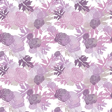 Ranunculus çiçekleri ve tasarım elementleriyle zarif, pürüzsüz bir desen. Davetiyeler, kartlar, baskı, hediye paketi, imalat, tekstil, kumaş, duvar kağıtları için çiçek deseni