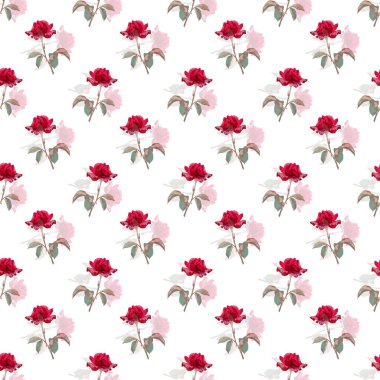 Gül çiçekleri ve tasarım elementleriyle zarif, pürüzsüz bir desen. Davetiyeler, kartlar, baskı, hediye paketi, imalat, tekstil, kumaş, duvar kağıtları için çiçek deseni