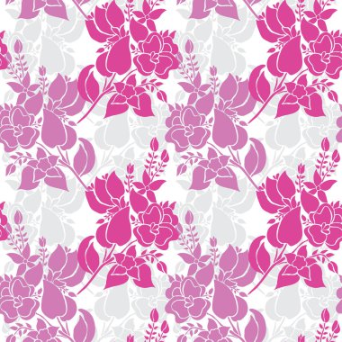 Soyut çiçekleri ve tasarım elementleri olan zarif, pürüzsüz bir desen. Davetiyeler, kartlar, baskı, hediye paketi, imalat, tekstil, kumaş, duvar kağıtları için çiçek deseni