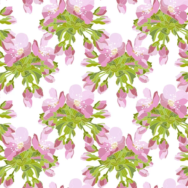 Elegante Motivo Senza Cuciture Con Fiori Sakura Rosa Elementi Design — Vettoriale Stock
