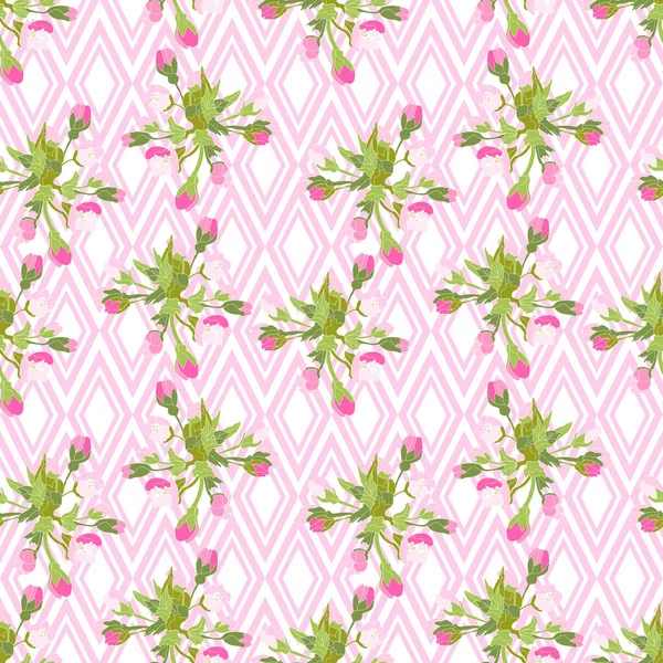 Κομψό Σχέδιο Χωρίς Ραφή Ροζ Λουλούδια Sakura Στοιχεία Σχεδιασμού Floral — Διανυσματικό Αρχείο