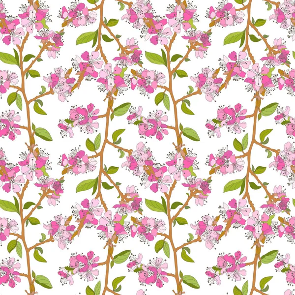 Elegantes Nahtloses Muster Mit Rosa Sakura Blüten Designelemente Blumenmuster Für — Stockvektor