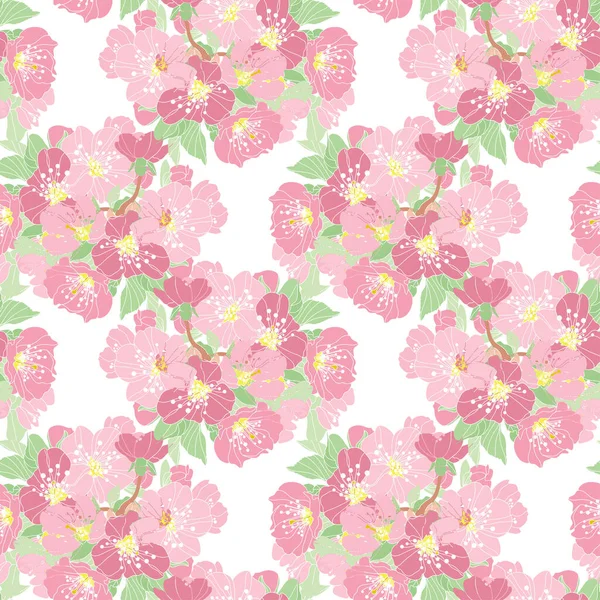 Elegante Naadloze Patroon Met Roze Sakura Bloemen Design Elementen Bloemen — Stockvector