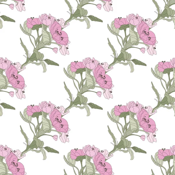 Elegante Naadloze Patroon Met Roze Sakura Bloemen Design Elementen Bloemen — Stockvector