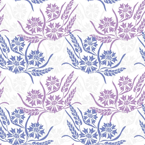 Elegantes Nahtloses Muster Mit Kornblumen Designelementen Blumenmuster Für Einladungen Karten — Stockvektor