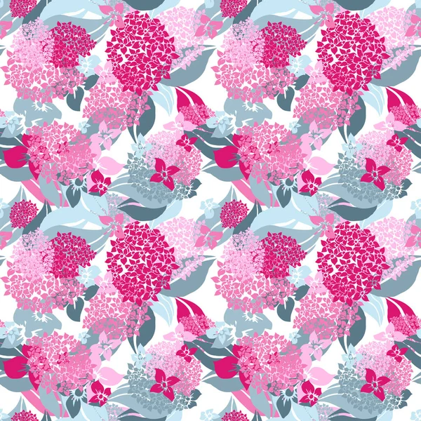 Elegant Naadloos Patroon Met Hortensia Bloemen Design Elementen Bloemen Patroon — Stockvector